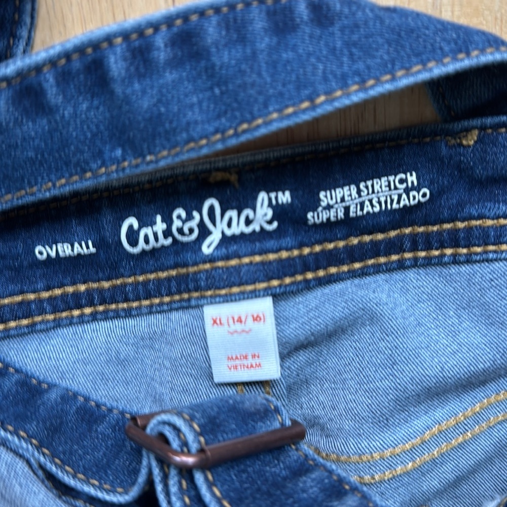 Cat & Jack Blue Denim Overalls SIZE Girls XL (14/16) - Picture 5 of 8